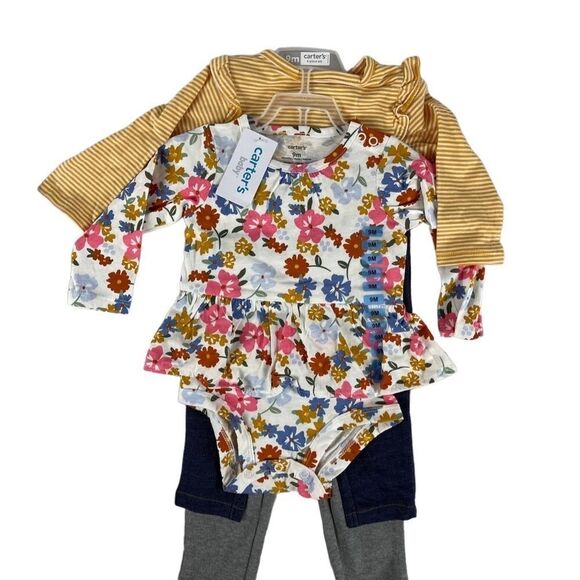 Carter’s baby 4 piece set 2 onesies and 2 leggings  z -3 OR 9 months - Picture 8 of 8